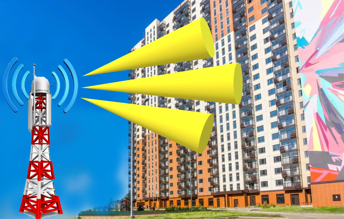 Благодаря 3D beamforming стоящая рядом с высотным зданием сотовая станция может быть настроена на покрытие всех этажей